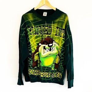 Vintage 90s Taz Looney Tunes Plugged Into Cyberspace" Graphic sweatshirt Size XL